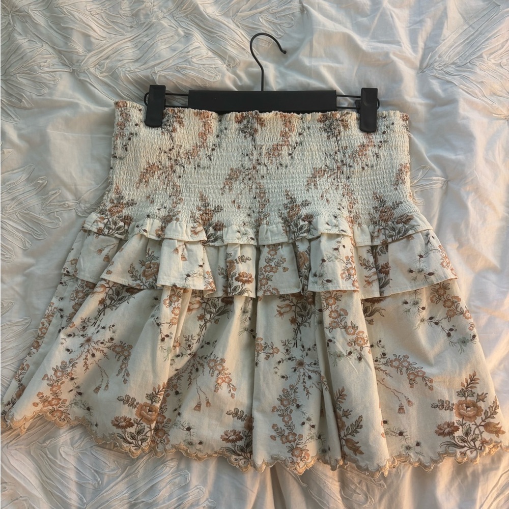 LoveShackFancy Floral Cream Skirt